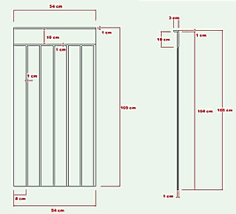 54 cm Genişlik x 105 cm Ham mdf Duvar paneli ( 10 mm kalınlık )