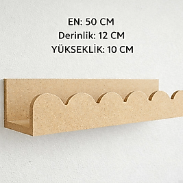HAM MDF BOYANABİLİR DUVAR RAFI (50 CM X 12 CM)