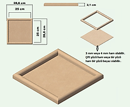 HAM MDF DEKORATİF KARE PANO 25X25 CM