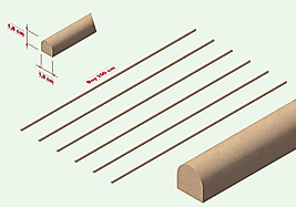 İskandinav Oval Duvar Çıtası 18mm (Kalınlık) 18mm (En) x 200 cm (Boy) (6 Adet)