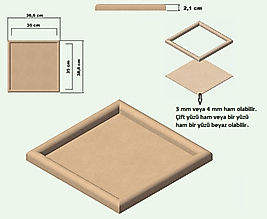 HAM MDF DEKORATİF KARE PANO 35X 35 CM