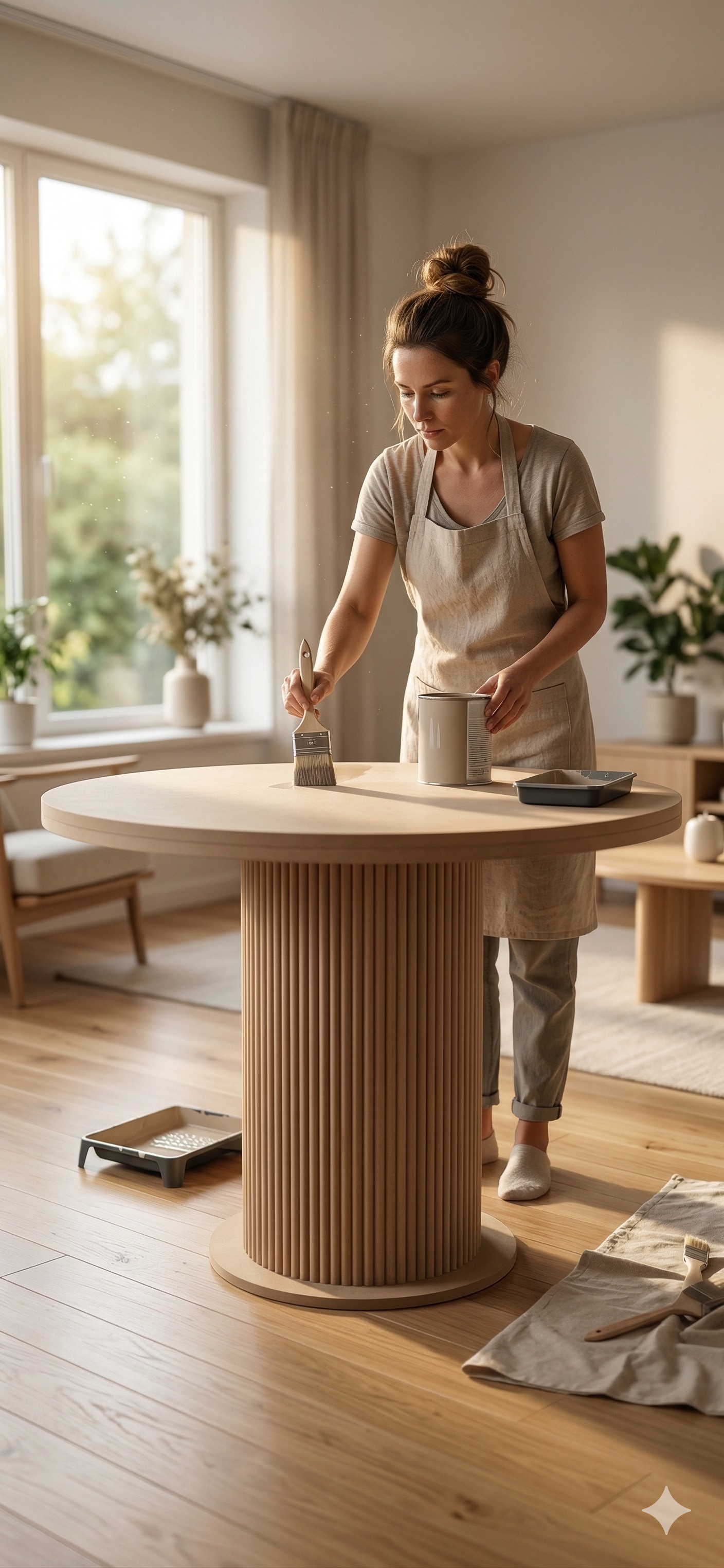 BOHEM TARZI BOYANABİLİR HAM MDF YUVARLAK MASA ( 100 CM X 78 CM )