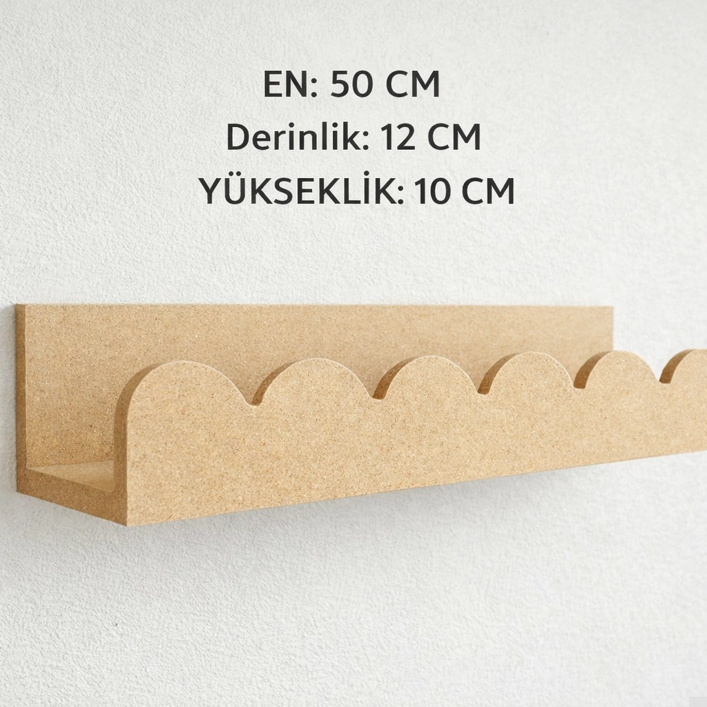 HAM MDF BOYANABİLİR DUVAR RAFI (50 CM X 12 CM)