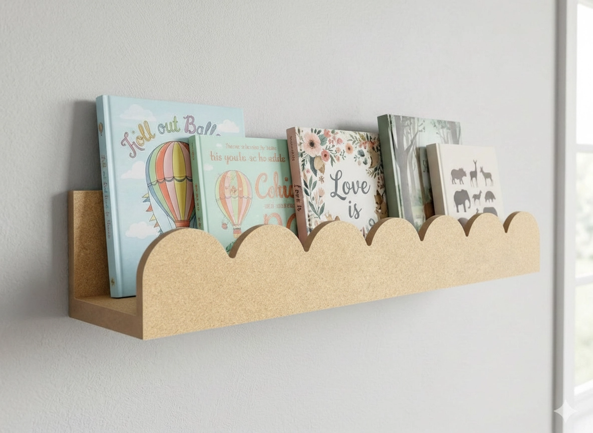 HAM MDF BOYANABİLİR DUVAR RAFI (50 CM X 12 CM)