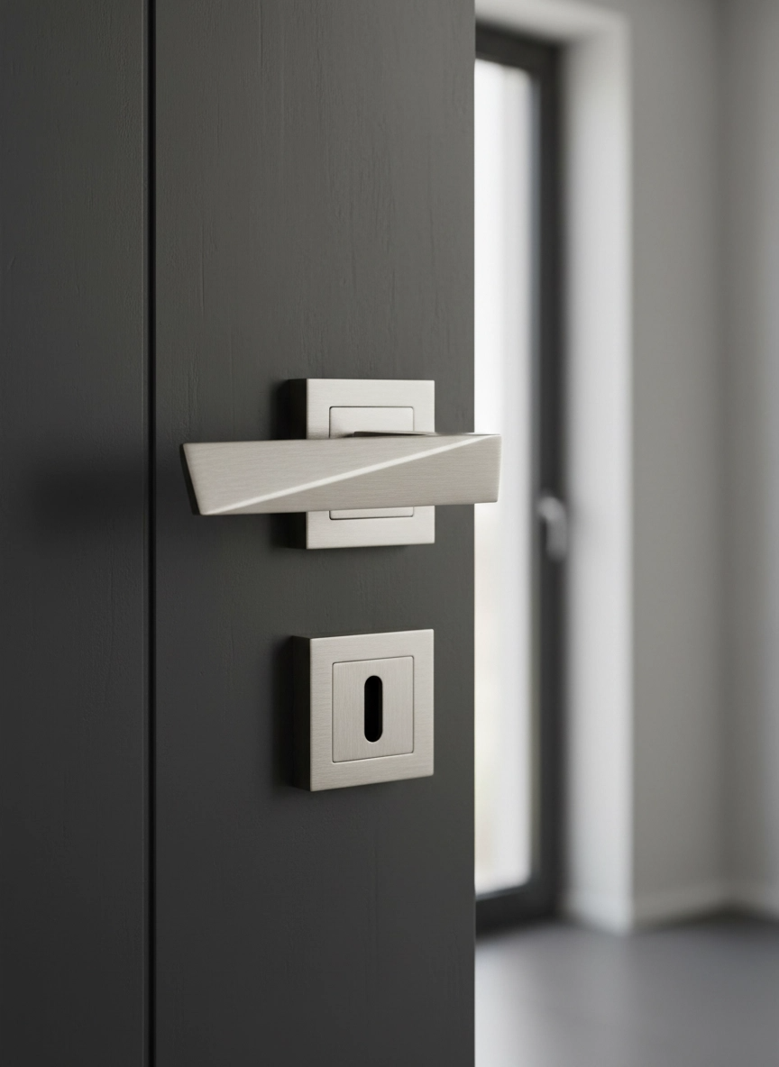 PENTA NİKEL İNOX KARE ROZETLİ ODA KAPI KOLU